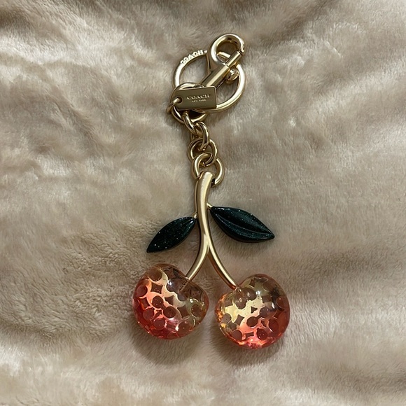 Authentic Coach Cherry Keychain with Gold and Red Accents - Picture 2 of 4